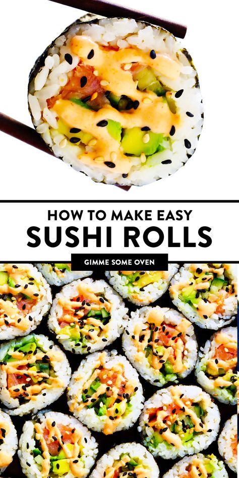 Easy Sushi Rolls, Sushi Rolls At Home, Resep Sushi, Maki Rolls, Veggie Rolls, Sushi Recipes Homemade, Sushi Roll Recipes, Sushi Recipe, Dinners Healthy