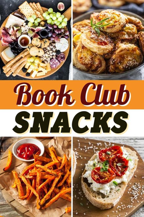 Ladies Snack Ideas, Company Snack Ideas, Book Club Apps, Charcuterie Board Book Club, Bookclub Hosting Ideas Food, Snacks With Friends Aesthetic, Healthy Hosting Snacks, Bridge Club Snacks, Snack Ideas For Book Club