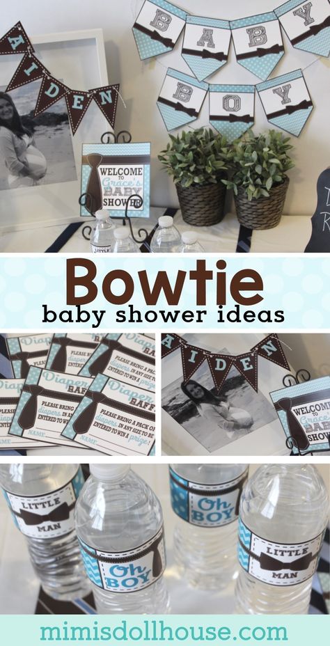 Baby Shower: Ties and Bowties, Oh My! Looking for a fun baby shower theme for a sweet little man?  I'm sharing a sweet little baby boy shower today.  Check out all of my boy baby shower items and inspiration. via @mimisdollhouse Modern Baby Shower Ideas, Fun Baby Shower Themes, Baby Shower Ideas Boy, Boy Shower Themes, Baby Shower Food For Girl, Trendy Baby Shower Themes, Showers Ideas, Baby Shower Items, Baby Shower Ideas For Boys