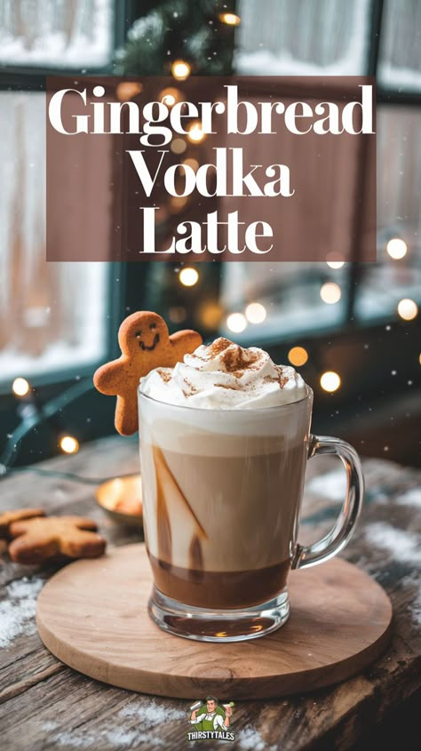 "Warm up your holiday season with this delightful Gingerbread Vodka Latte Cocktail! This festive drink combines creamy gingerbread flavors with a splash of vodka for the perfect winter latte cocktail. Enjoy the rich, spiced notes in our Gingerbread Vodka Holiday Drink, a must-try for any Christmas gathering. Discover the ultimate Gingerbread Vodka Coffee Cocktail recipe that will elevate your holiday celebrations.!" Christmas Drinks With Vodka, Christmas Vodka Drinks, Vodka Holiday Drinks, Holiday Vodka Cocktails, Festive Christmas Drinks, Winter Vodka Cocktails, Winter Drinks Alcoholic, Christmas Cocktails Vodka, Easy Winter Cocktails