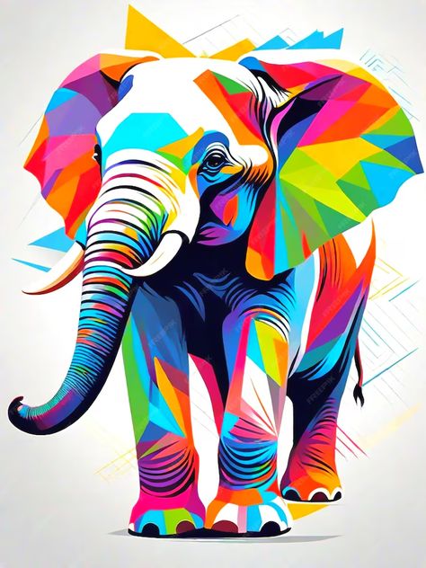 Premium Vector | A colorful elephant paint Animal 3d Art, Elephant Illustration Art, Colorful Elephant Painting, Dog Painting Pop Art, Vector Picture, Ideas Cuadros, Animal Canvas Paintings, Wpap Art, Elephant Pictures