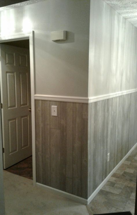 Wood panel for half wall Wall Paneling Makeover, Wood Paneling Makeover, Paneling Makeover, Guest Bedroom Remodel, Wooden Panelling, Small Bedroom Remodel, Painting Wood Paneling, Half Walls, Wooden Wall Panels