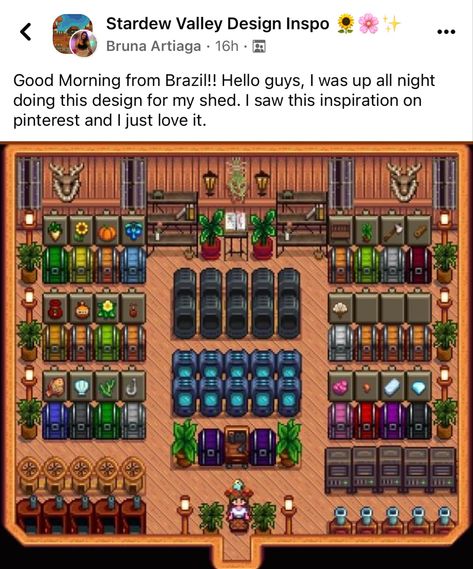 Shed Designs Stardew Valley, Stardew Valley Standard Farm Layout Year 2, Stardew Birthdays, Stardew Valley House Layout No Mods, Stardew Valley Events, Meadowland Farm Layout Stardew, Shed Interior Stardew Valley, Stardew Storage Layout, Stardew Valley Shed Layout Chest