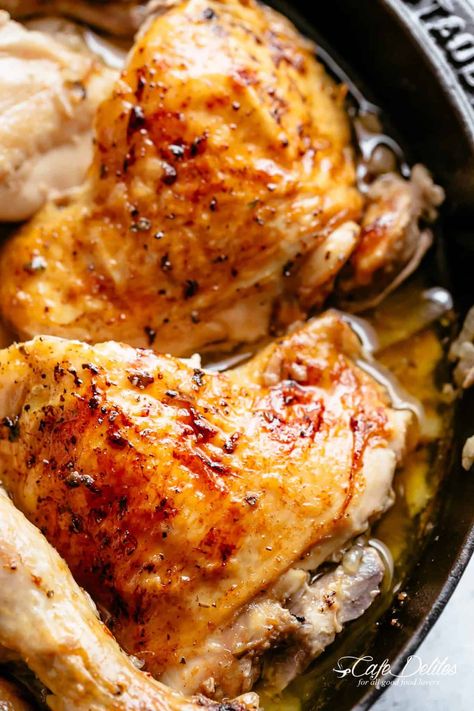 Roast Chicken portions | cafedelites.com Chicken Recipes For Family, Roast Chicken Tenders, Garlic Roast Chicken, Best Roast Chicken Recipe, Chipotle Chicken Recipe, Best Chicken Soup, Garlic Roast, Best Roasted Chicken, Honey Chipotle Chicken