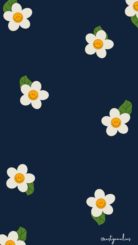 Daisy Smiley Face Wallpaper, Daisy Smiley Face, Daisy Aesthetic, Smiley Face Wallpaper, Disco Wallpaper, Pastel Iphone Wallpaper, Glitter Phone Wallpaper, Face Wallpaper, Aesthetic Cartoon