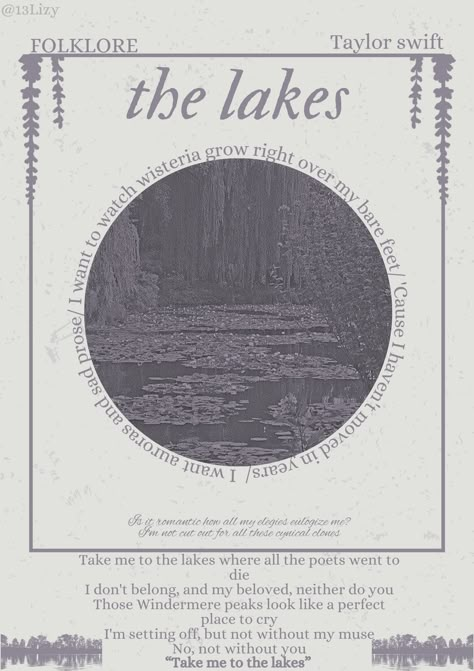 Peace Poster Taylor Swift, Taylor Swift The Lakes Poster, The Lakes Poster Taylor Swift, Taylor Swift Song Poster Aesthetic, Taylor's Cardigan, Lyric Poster Taylor Swift, Folklore Tracklist, Taylor Swift Lyrics Poster, Lakes Taylor Swift