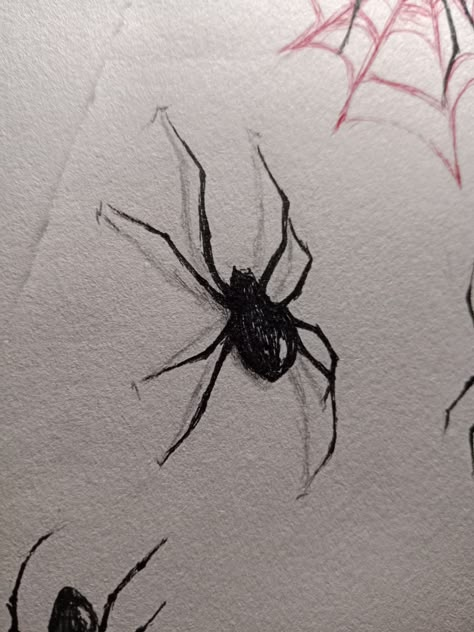 Spider Art Reference, Spider Hand Drawing, Spider Drawing On Hand, 3d Spider Drawing, Spider Simple Drawing, Spider Ink Drawing, Cool Spider Drawings, Spider Reference Drawing, Spider Cute Drawing