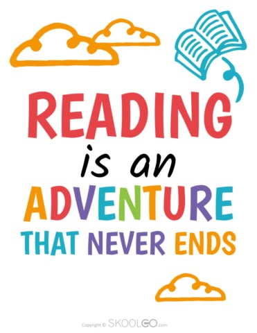 Learning To Read Quotes, Library Day Poster, Reading Is Fun Poster, Reading Quotes Classroom, Reading Signs For Classroom, Reading Rules For Kids, Reading Sayings For Classroom, Reading Is An Adventure Theme, Library Posters Ideas