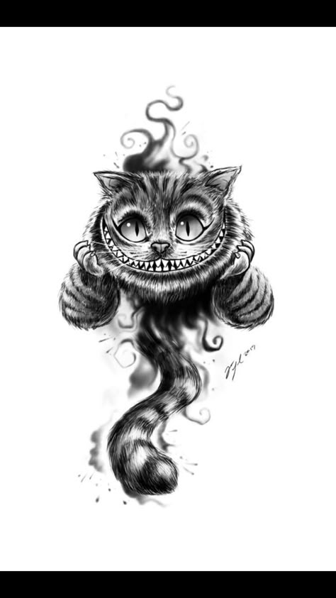 Cheshire Cat Drawing, Dark Disney Tattoo, Cheshire Cat Art, Cheshire Cat Tattoo, Alice And Wonderland Tattoos, Alice In Wonderland Artwork, Dark Alice In Wonderland, Magic Runes, Alice In Wonderland Drawings