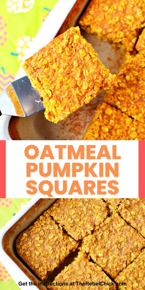 Breakfast Squares, Cookie Squares, Pumpkin Butter Recipe, Oatmeal Pumpkin, Oatmeal Squares, Pumpkin Squares, Recipe Thanksgiving, Pumpkin Oatmeal Cookies, Halloween Breakfast