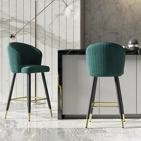 Green Bar Stools, Gray Counter, Bar Stools Kitchen, Island Stools, Stools Kitchen, Kursi Bar, Bar Stools Kitchen Island, Green Bar, Bar Stools With Backs