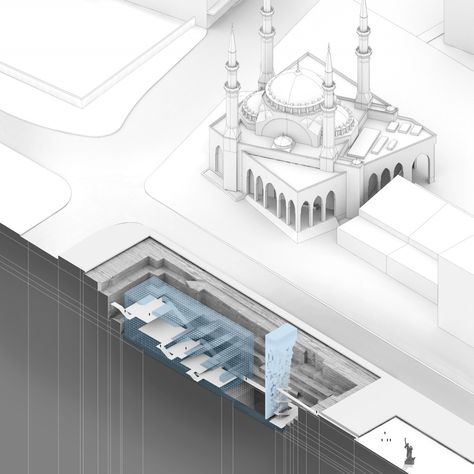 GM Architects Cut Through Beirut’s Multicultural History at 2014 Venice Biennale Underground Museum, Museum Plan, World Architecture Festival, Architecture Diagrams, Architectural Representation, Architectural Presentation, Architecture Art Design, Chicago Architecture, American Architecture