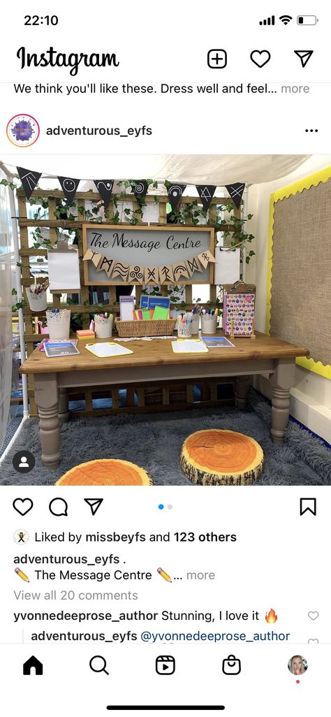 Mark Making Areas Early Years, The Message Centre Eyfs, Early Years Creative Area, Nursery Entrance Ideas Eyfs, Message Centre Eyfs, Greg Bottrill, Reception Classroom Ideas, Ks1 Provision, Eyfs Reception