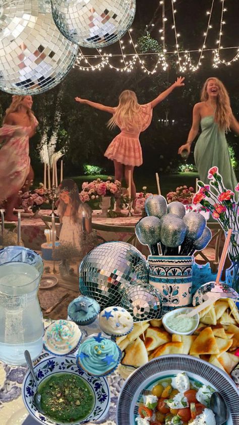 Mamma Mia inspired party theme mood board Mamma Mia Theme, Mamma Mia Party, Mamma Mia Wedding, 17th Birthday Party Ideas, Queen Birthday Party, Seventeenth Birthday, 17th Birthday Ideas, 20th Birthday Party, Party Aesthetic