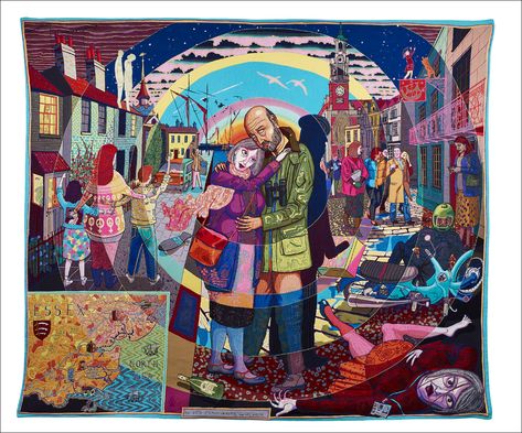 The Essex House Tapestries: Life Of Julie Cope by Grayson Perry - Art Fund Grayson Perry Tapestry, Grayson Perry Art, Lamp Sketch, Essex Boys, Textiles Artists, Contemporary Pop Art, Selvedge Magazine, Grayson Perry, Tracey Emin