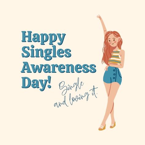 "Single and loving it. Happy Singles Awareness Day!" Anti Romantic Quotes, Singles Day 11.11 Quotes, 11:11 Quotes, Sassy Thoughts, Pastel Color Aesthetic, Single And Loving It, Single Awareness Day, Single Valentines Day, Happy Singles Awareness Day