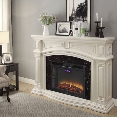 Traditional Fireplace Decor, White Electric Fireplace, Chimney Decor, Fireplace Mantle Decor, White Fireplace, Traditional Fireplace, Faux Fireplace, Fire Places, Home Fireplace