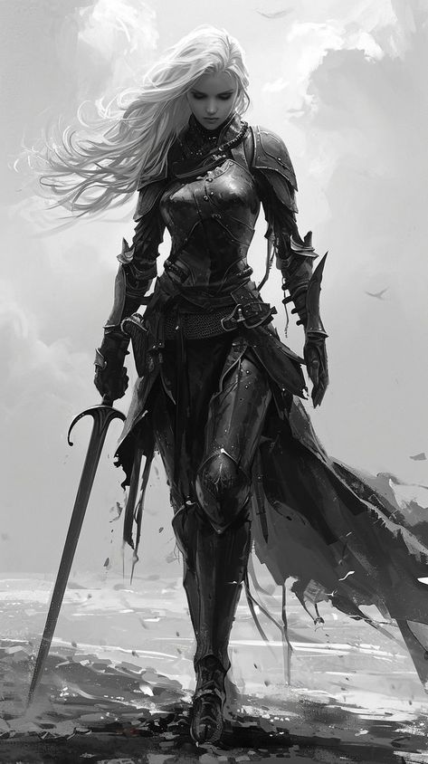 Kalashtar Dnd Female, Drow Armor, Female Warrior Character Design, Fantasy Warrior Art, Woman Warrior Art, Knight Woman, Shadow Slave, Gothic Warrior, Woman In Armor