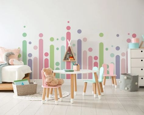 LilinMomonRainbow - Etsy Painted Rooms, Pastel Nursery Decor, Rainbow Wall Decal, Nursery Rainbow, Pastel Nursery, Modern Rainbow, Wall Decals For Bedroom, Floor Decal, Old Wall