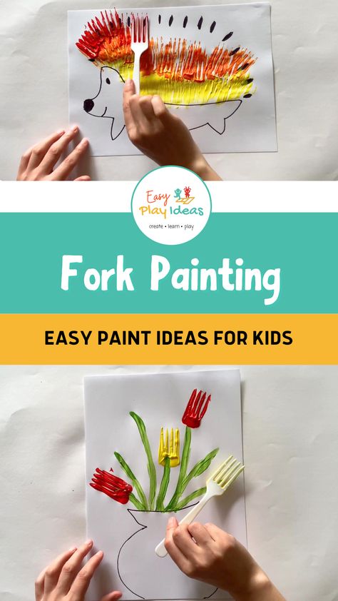 Discover the Artistic Magic of Fork Painting! Unleash your creativity with these unique and unconventional painting ideas using a simple kitchen utensil - a fork! Whether you're a seasoned artist or a young aspiring Picasso, this fun and engaging technique will add a new twist to your artwork. Experiment with textures, create stunning patterns, to create pictures and works of art with every stroke of the fork! Fork Painting Ideas, Unconventional Painting, Fork Painting For Kids, Painting For Kids Easy, Painting Techniques For Kids, Paint Ideas For Kids, Fork Painting, Narrow Laundry, Fork Art