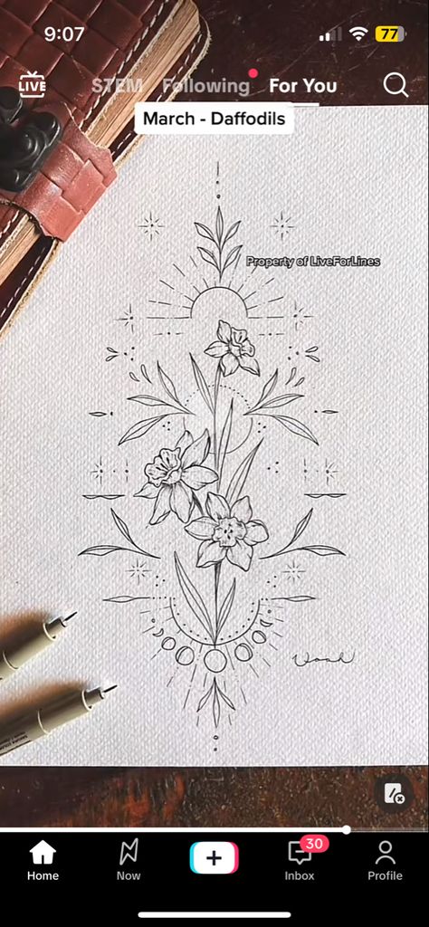 Valerie Tattoo, Small Tattoos Quotes, Tiktok Tattoo Ideas, Brith Flower, Tattoo Birth Flower, Tattoo Ideas Placement, Daffodil Flower Tattoos, Tiktok Tattoo, Sternum Tattoos