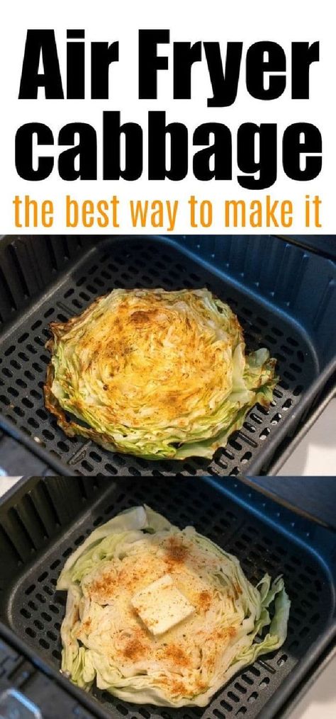 Air fryer cabbage steaks or quarters come out tender yet crispy on the edges with LOTS of flavor. If you love this vegetable, this is a new way to try it. #airfryer #airfryerrecipes #airfryercabbage #ninjafoodi #cabbage #cabbagesteaks Air Fryer Cabbage, Fryer Cabbage, Air Fryer Recipes Meat, Air Fryer Recipes Healthy Low Carb, Dessert Chef, Air Fryer Recipes Vegetarian, Cabbage Steaks, Food Air Fryer, Air Fryer Food