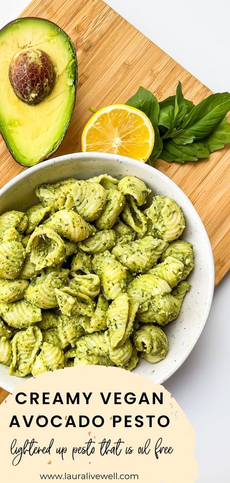 Creamy Vegan Avocado Pesto Pasta Side Dishes For Meal Prep, Vegan Pasta Recipes Homemade, Basil Pesto Pasta, Pesto Sauce For Pasta, Avocado Pesto Pasta, Pesto Pasta Recipes, Avocado Pesto, Vegan Pesto, Vegan Pasta Recipes