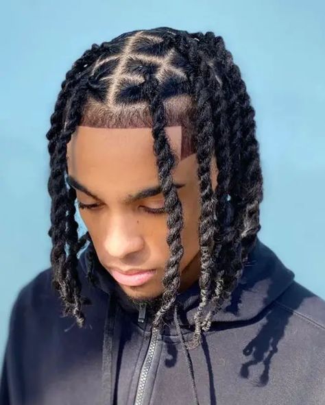 Men's hairstyles twist 2024 18 ideas: The Complete Guide - Fall Update 2024 Dread Plaits Men, Braided Starter Locs, Kamakazi Twist Men, Locs For Boys, 2 Strand Twist Styles Natural Men, Braided Locs Men, Plaits Braids Men, Dread Braids Men, Dread Twist