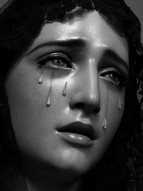 you are crying and the angels sit comforting God telling him to stop feeling so pained “where does it hurt?” they ask, he points to you. - Ijeoma Umebinyuo Crying Face, Afrikaanse Kunst, Our Lady Of Sorrows, Arte Inspo, Catholic Art, Classical Art, Mother Mary, Religious Art, Art Reference Photos