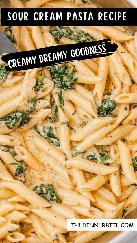 Looking for a new and delicious dinner idea? 🌟 Check out our Sour Cream Pasta recipe! 😋 This creamy, flavorful dish is perfect for a cozy night in or a fancy dinner party. 🥂 Don't miss out on all the amazing taste – give it a try tonight! 🍽️ Pasta Salad With Sour Cream, Pasta Dish With Spinach, Pasta Recipes With Sour Cream, Spaghetti With Sour Cream Recipes, Fancy Pasta Recipes For Dinner, Sour Cream Sauce For Pasta, Sour Cream Pasta Recipes, Sour Cream Dinner Recipes, Pasta Sour Cream Recipes