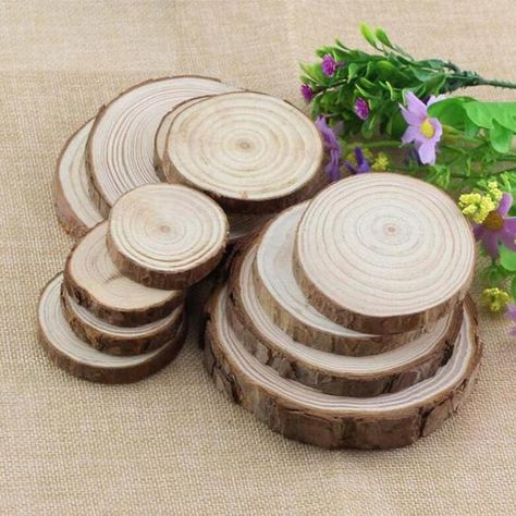 Dandelion Wall Art, Country Theme Wedding, Birthday Party Crafts, Wooden Slices, Birthday Party Tables, Wood Logs, Vintage Wedding Decorations, Wood Crafts Diy, Craft Wedding