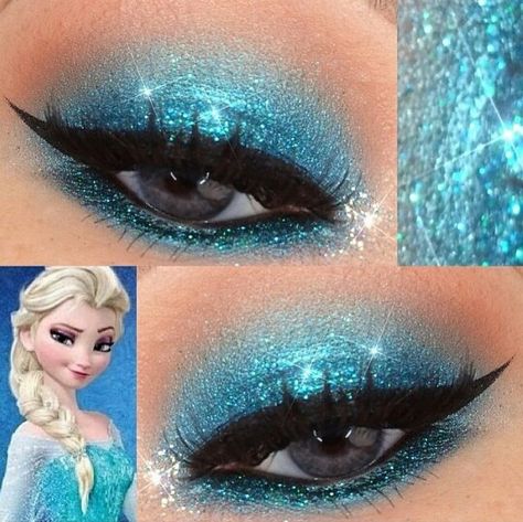 Love this Frozen inspired look!! Disney Eye, Elsa Makeup, Disney Eye Makeup, Frozen Makeup, Spring Eye Makeup, Disney Princess Makeup, Disney Eyes, Fantasy Make-up, Elsa Hair