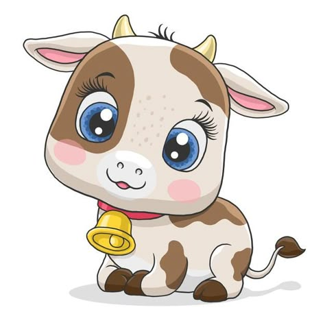 Cow Cartoon Images, Cartoon Cows, Cute Cartoon Faces, Cute Farm Animals, Baby Animal Drawings, Baby Farm Animals, Cartoon Cow, Character Cartoon, Baby Cows