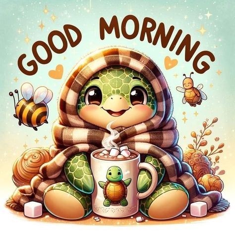 Cute Good Morning Gif, Sea Turtle Pictures, Good Morning Greeting Cards, Good Morning Funny Pictures, Good Day Sunshine, Space Living Room, Design Café, Happy Morning Quotes, Cute Turtle