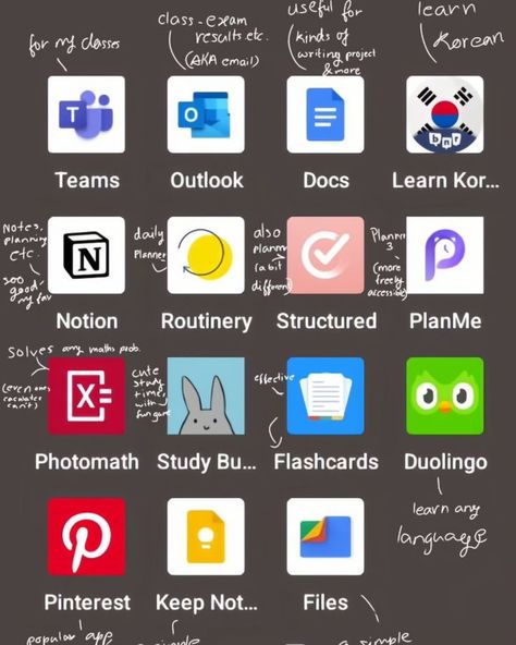 Unleash Your Productivity with These Must-Have Android Apps! 🚀 Whether you're a student, a planner enthusiast, or simply looking to stay organized, these apps will transform your day-to-day routine: 1️⃣ Microsoft Teams: Stay connected with your classes and teams. 2️⃣ Outlook: Manage emails, exam results, and more seamlessly. 3️⃣ Google Docs: Perfect for all writing projects and collaborations. 4️⃣ Learn Korean: Kickstart your journey into a new language. 5️⃣ Notion: Your ultimate note-t... Productivity Apps For Students, Time Management Apps, Apps For Students, Study Apps, Writing Projects, Microsoft Teams, Productivity Apps, Exam Results, New Language