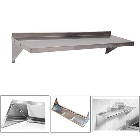 Nisorpa 120 x 30cm Wall Mounted Stainless Steel Kitchen Shelf, Catering Storage Shelves Bathroom Shower Shelf Corrosion Resistant: Amazon.co.uk: Kitchen & Home Kitchen Steel Shelves, Kitchen Stainless Steel Shelves, Stainless Steel Wall Shelves, Stainless Shelf, Stainless Steel Wall Shelf, Stainless Steel Kitchen Shelves, Kitchen Wall Shelf, Floating Shelving, Stainless Steel Shelf