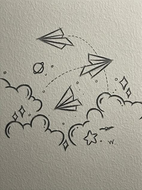 Dreaming Drawing Ideas, Easy Pen Drawings For Beginners, Angka Aesthetic, Flower Sketches Simple, Sky Doodles, Doodle Themes, New Year Drawing Ideas, Star Drawing, Small Doodles