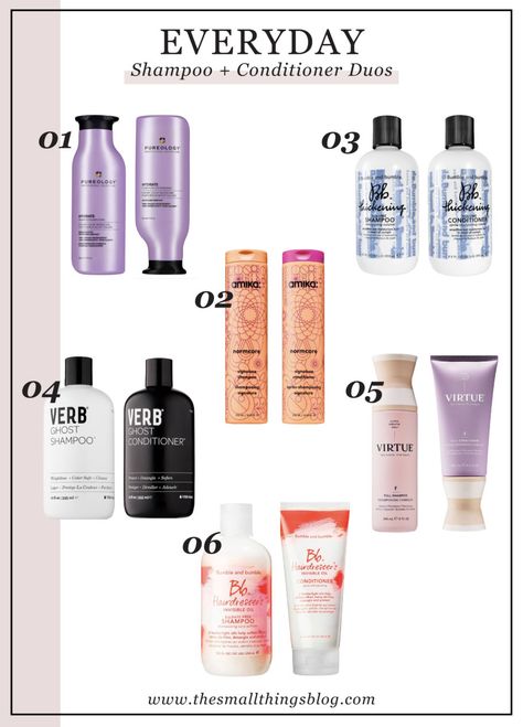 Everyday Shampoo + Conditioner Duos – The Small Things Blog Best Salon Shampoo And Conditioner, Dry Hair Shampoo And Conditioner, Best Drugstore Shampoo And Conditioner, Best Shampoo For Damaged Hair, Blonde Hair Shampoo, Best Drugstore Shampoo, Best Blonde Shampoo, Best Shampoo For Women, The Best Shampoo And Conditioner