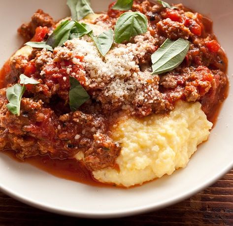 Beef Ragu over Cheesy Polenta Cheesy Polenta, Polenta Recipe, Beef Ragu, Polenta Recipes, Recipe Beef, Italian Foods, Dinner Inspiration, Minced Meat, Main Event