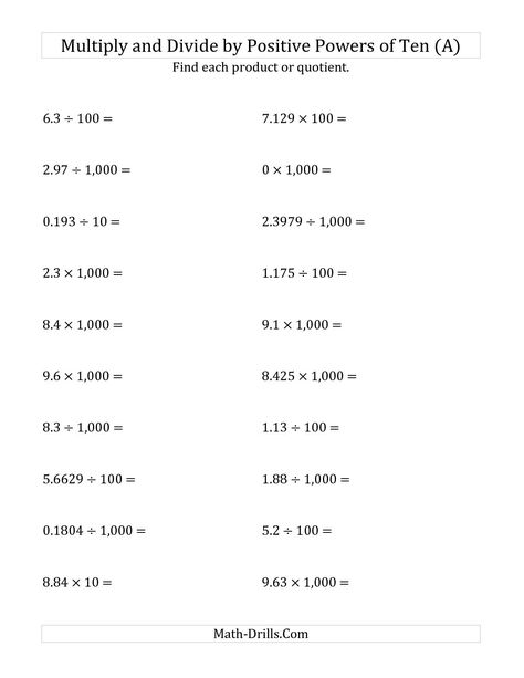 The Multiplying and Dividing Decimals by Positive Powers of Ten (Standard Form) (A) math worksheet from the Powers of Ten Worksheet page at Math-Drills.com. 6 Grade Math, Fractions To Decimals Worksheet, Divide Decimals, Printable Tracing Worksheets, Multiplying And Dividing Decimals, Scientific Notation Worksheet, Power Of 10, Multiplication And Division Worksheets, Top Template