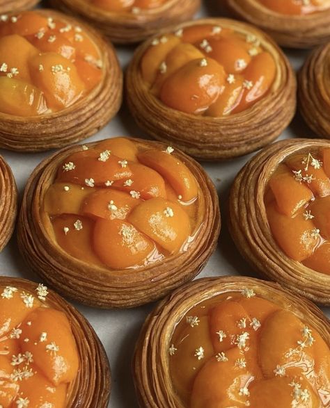 Apricot Croissant, Apricot Pastry, Peach Danish, Apricot Danish, Praline Mousse, Beautiful Pastries, Peach Pastry, Sfogliatelle Recipe, Croissant Pastry