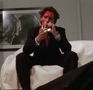 Christian Bale in American Psycho (2000) Patrick Bateman, Sigma Male, Christian Bale, Pulp Fiction, Film Aesthetic, Scary Movies, Movies Showing, Literally Me, Dark Aesthetic