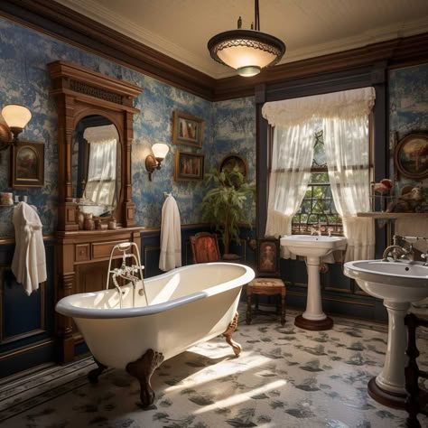 How to Design a Perfect Victorian Style Bathroom • 333+ Images • [ArtFacade] Victorian Bathroom Accessories, Victorian Style Bathroom, Cactus Gardens, Victorian Interior Design, Victorian Style House, Old Victorian Homes, Victorian Home Interior, Victorian Style Homes, Old Bathroom