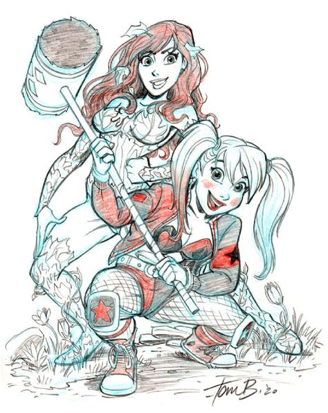 Tom Bancroft DC Poison Ivy and Harley Quinn Sketch Comic Art Harley Quinn Sketch, Sketch Comic Art, Tom Bancroft, Dc Poison Ivy, Poison Ivy And Harley Quinn, Ivy And Harley, Sketch Comic, Harley And Ivy, Harley Ivy