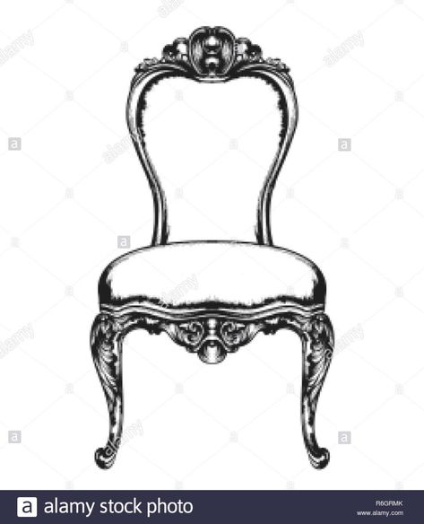 How To Drow, Baroque Chair, Victorian Armchair, Victorian Ornaments, Doll Furniture Patterns, Kings Table, Art Baroque, Chair Drawing, Furniture Sketch