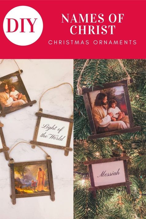 DIY Names of Christ Ornaments {Free Printable} - The Keele Deal Names Of Christ Ornaments, Jesus Christmas Crafts, Diy Names, Christian Christmas Crafts, Ornaments Diy Kids, Jesus Crafts, Names Of Christ, Christ Centered Christmas, Christian Ornaments