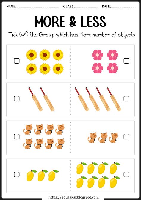 More Or Less Worksheets, Lkg Worksheets, Shape Tracing, Kindergarten Math Worksheets Free, Shape Tracing Worksheets, Maths Worksheets, English Activities For Kids, Comparing Numbers, Kids Worksheets Preschool