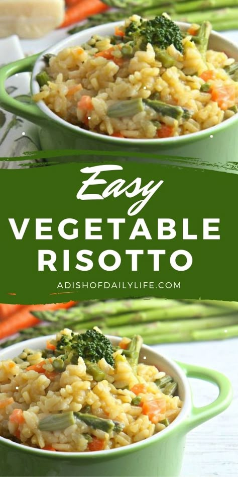 Vegetable Risotto Recipes, Vegetarian Risotto, Broccoli And Carrots, Vegetable Risotto, Resep Smoothie, Diner Recept, Risotto Recipe, Easy Vegetable, Risotto Recipes