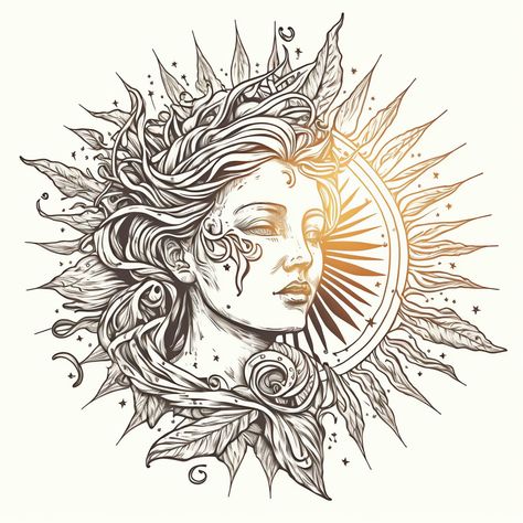 Experience the radiance of the sun with our unique product that pays tribute to the very source of life. Our exclusive design embodies the essence of the sun as a woman goddess, representing the nurturing and life-giving qualities that the sun provides. Sun Mandala, Sun Drawing, Japan Tattoo Design, God Tattoos, Goddess Tattoo, Sun Goddess, Sun Tattoos, Arm Band Tattoo, Real Tattoo