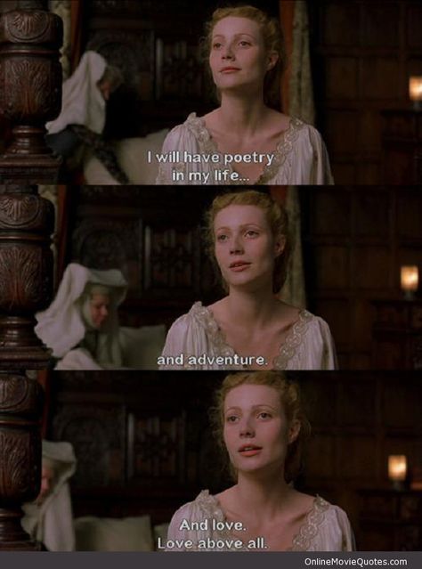 1998 Shakespeare in Love  Gwyneth Paltrow Shakespeare In Love, Ingmar Bergman, Favorite Movie Quotes, Romantic Movie Quotes, Movies Quotes, Movie Lines, Film Quotes, Super Quotes, Tv Quotes